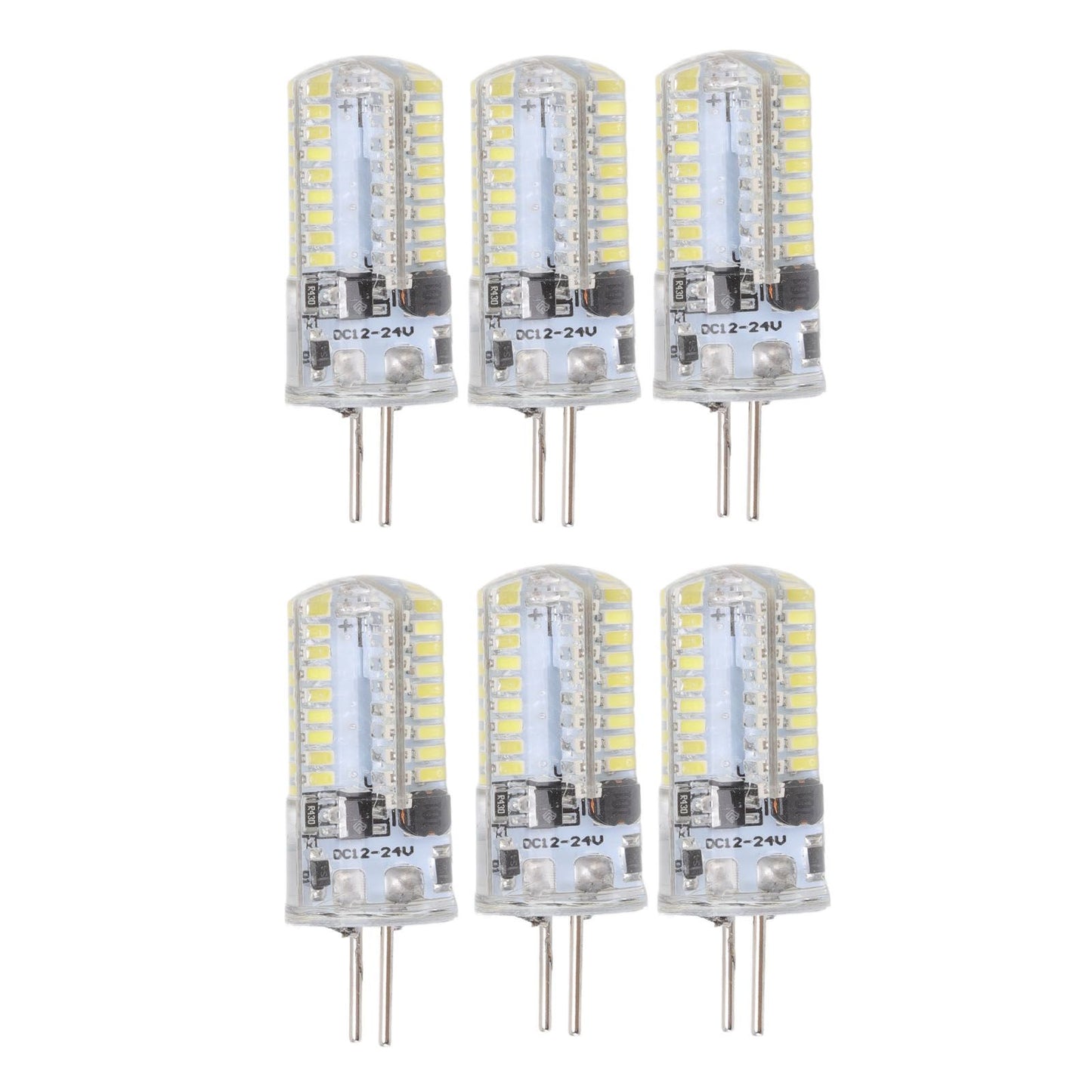 6Pcs GY6.35 LED Bulbs 5W AC 12V Warm White 2700 to 3000K White 6000 to 6500K 500LM 72LED Light Bulbs for Home Office Pure White