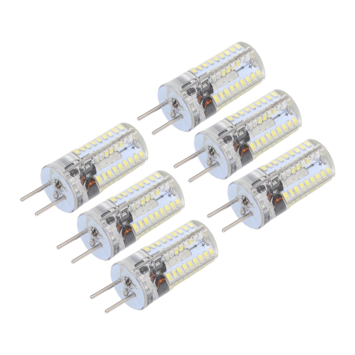 6Pcs GY6.35 LED Bulbs 5W AC 12V Warm White 2700 to 3000K White 6000 to 6500K 500LM 72LED Light Bulbs for Home Office Pure White