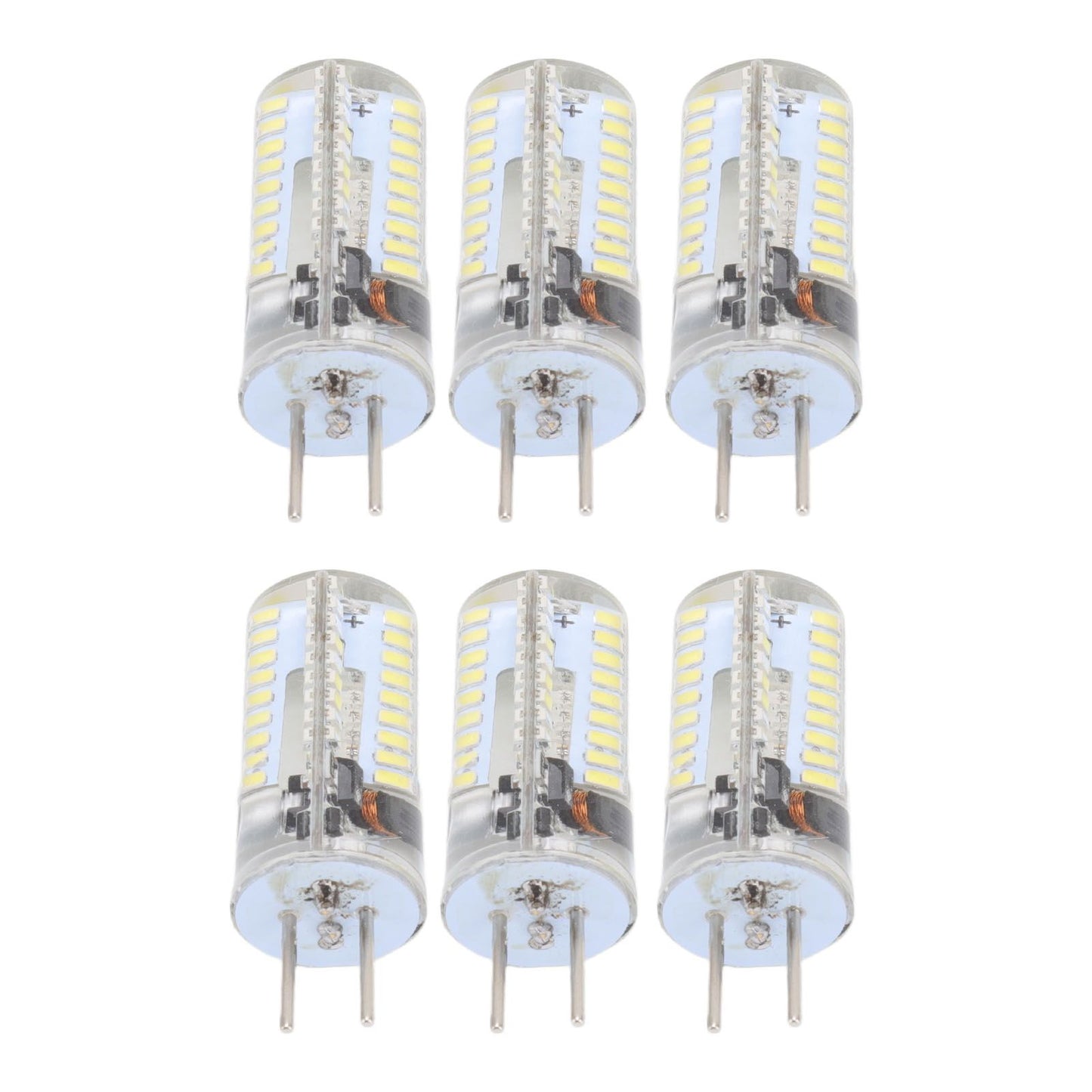 6Pcs GY6.35 LED Bulbs 5W AC 12V Warm White 2700 to 3000K White 6000 to 6500K 500LM 72LED Light Bulbs for Home Office Pure White