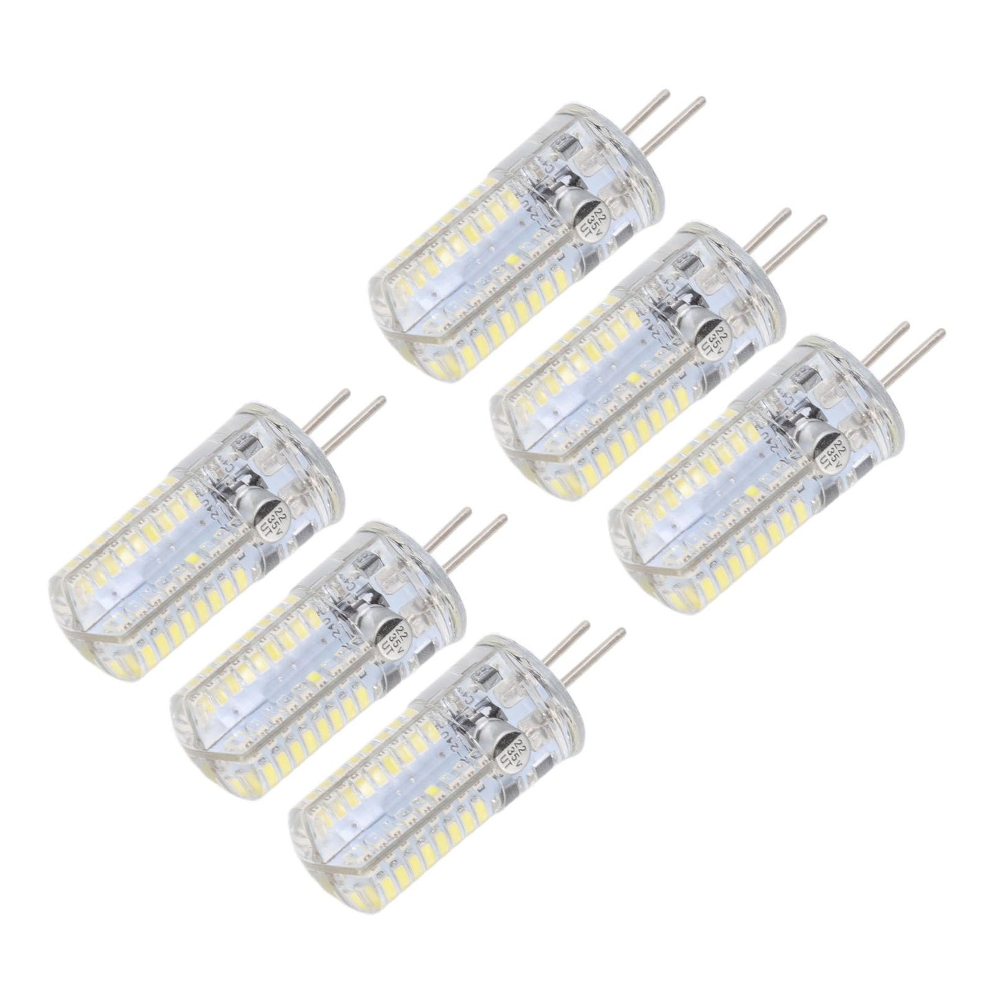 6Pcs GY6.35 LED Bulbs 5W AC 12V Warm White 2700 to 3000K White 6000 to 6500K 500LM 72LED Light Bulbs for Home Office Pure White
