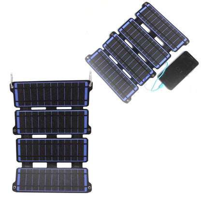 Solar Panel Folding Monocrystalline Silicon 2 USB Output Flexible ETFE Solar Panel 14W 5V Blue