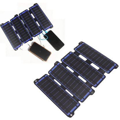 Solar Panel Folding Monocrystalline Silicon 2 USB Output Flexible ETFE Solar Panel 14W 5V Blue
