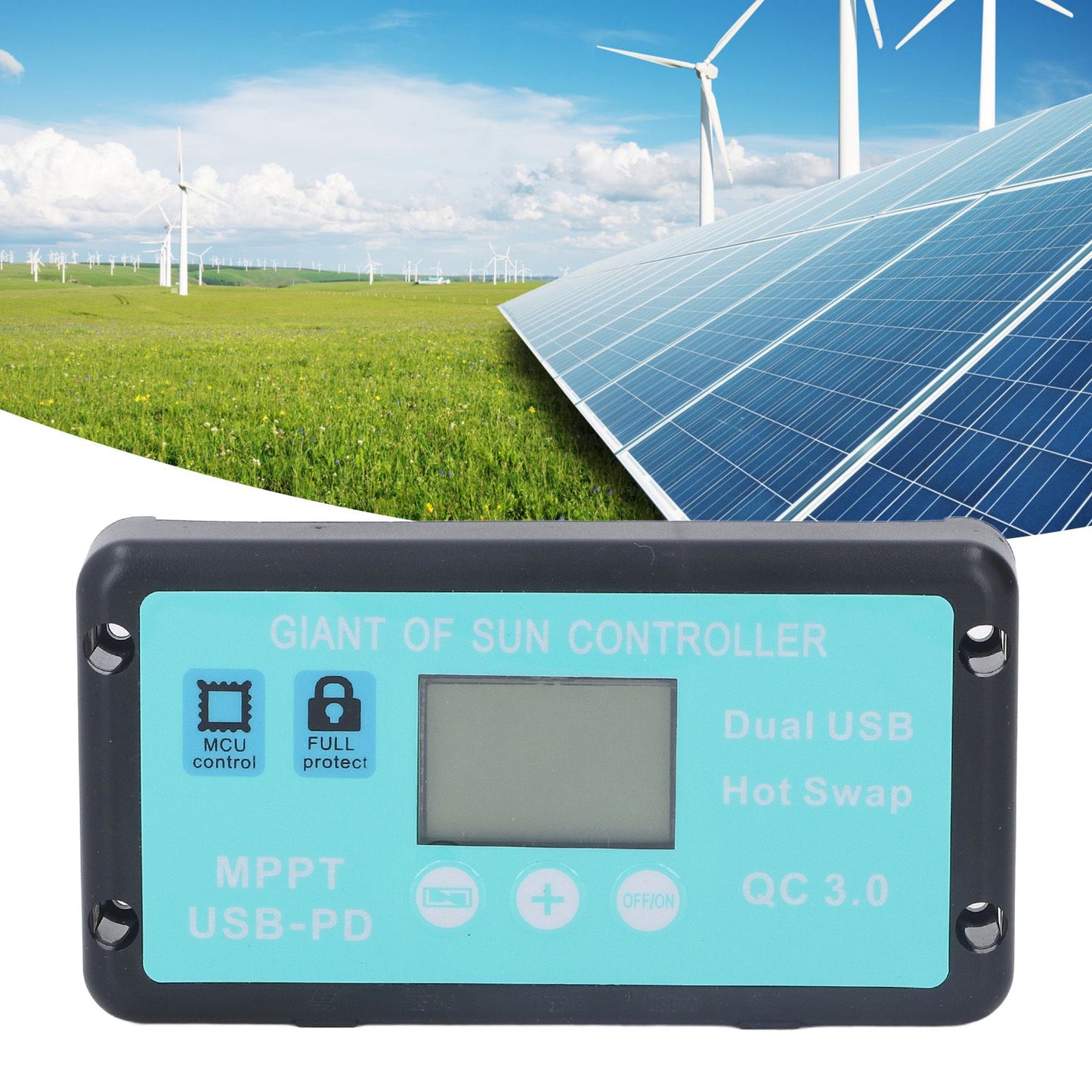 12V 24V MPPT Solar Charge Controller Professional USB PD QC3.0 Solar Panel Regulator with LCD Display for Battey 40A