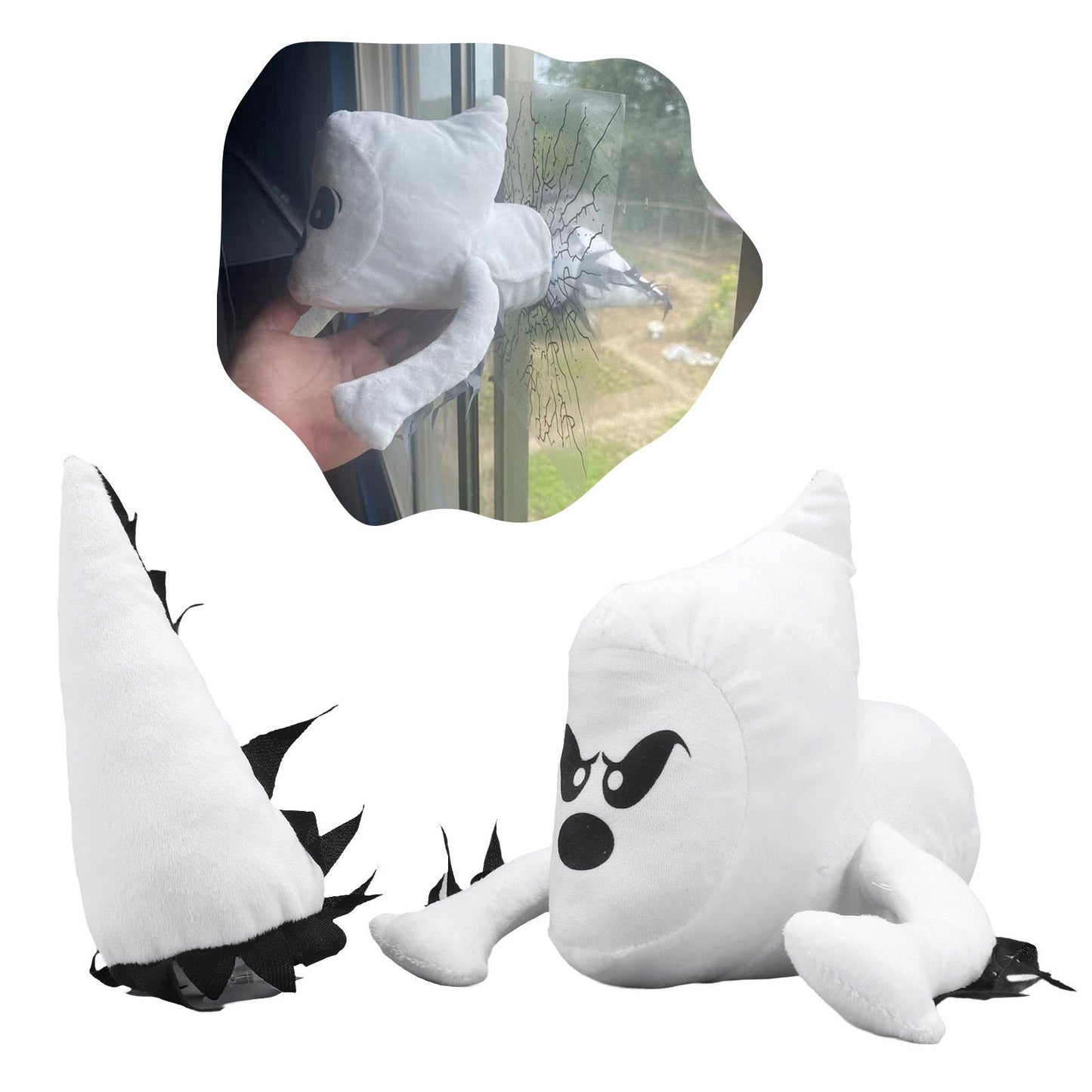 Angry Ghost Plush Toys Crashing Ghosts Halloween Broken Window Ghost for Indoor Outdoor Party Decoration