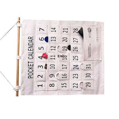 Numbered Calendar Pocket Chart Cotton and Linen Morning Check Classroom Pocket Chart Calendar Wall Hanging Organizer Large 31 Pockets
