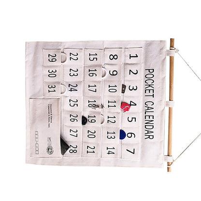 Numbered Calendar Pocket Chart Cotton and Linen Morning Check Classroom Pocket Chart Calendar Wall Hanging Organizer Large 31 Pockets