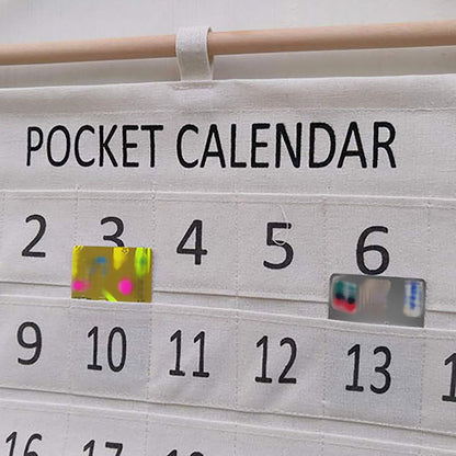 Numbered Calendar Pocket Chart Cotton and Linen Morning Check Classroom Pocket Chart Calendar Wall Hanging Organizer Large 31 Pockets