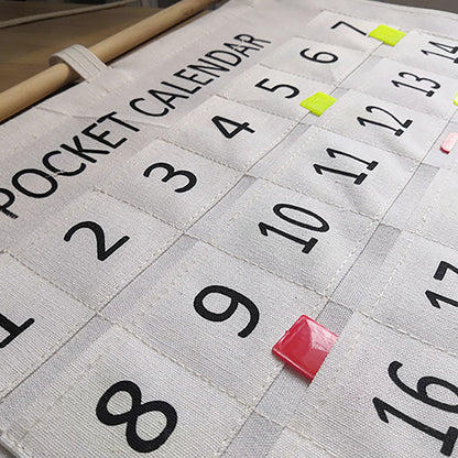 Numbered Calendar Pocket Chart Cotton and Linen Morning Check Classroom Pocket Chart Calendar Wall Hanging Organizer Large 31 Pockets