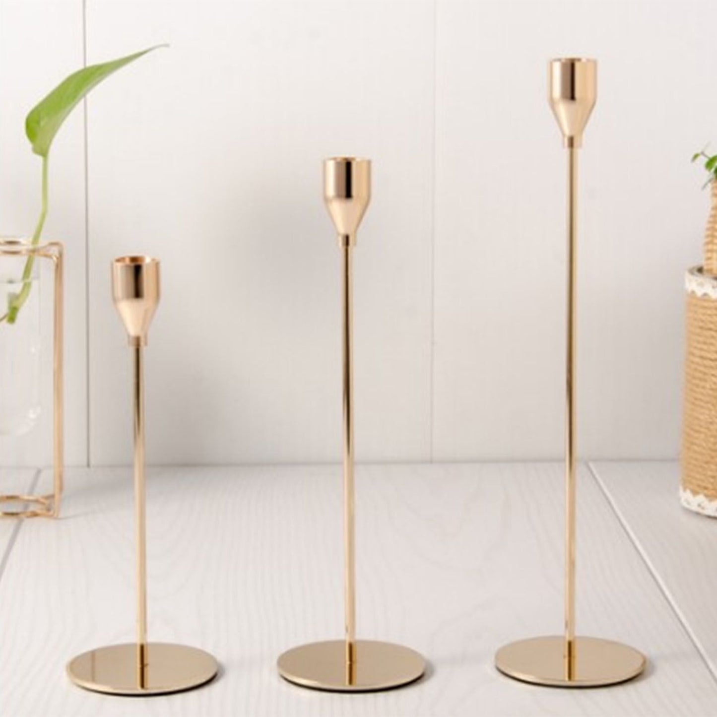 Candle Holders Set of 3 for Taper Candles Decorative Candlestick Metal Stand for Wedding Dinning Party