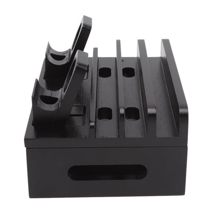 Bamboo Charging Station Multifunction 5 Ports Charging Station Rack for Phones Tablets Watches Electronics Black