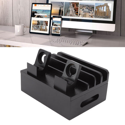 Bamboo Charging Station Multifunction 5 Ports Charging Station Rack for Phones Tablets Watches Electronics Black