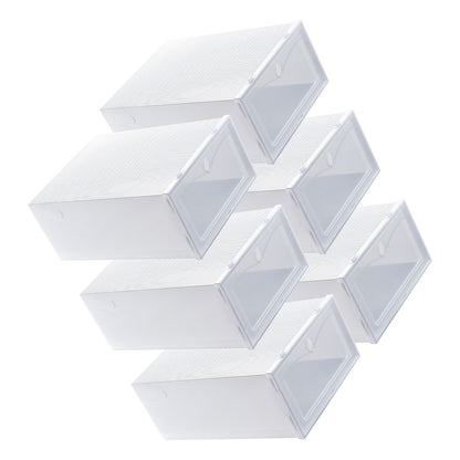 6PCS Shoe Storage Box Large White Thickened Transparent Clamshell Shoe Organizer Case for Home