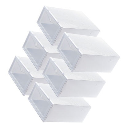 6PCS Shoe Storage Box Large White Thickened Transparent Clamshell Shoe Organizer Case for Home