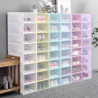 6PCS Shoe Storage Box Large White Thickened Transparent Clamshell Shoe Organizer Case for Home