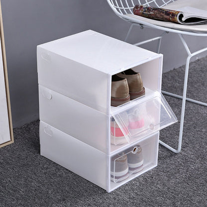 6PCS Shoe Storage Box Large White Thickened Transparent Clamshell Shoe Organizer Case for Home