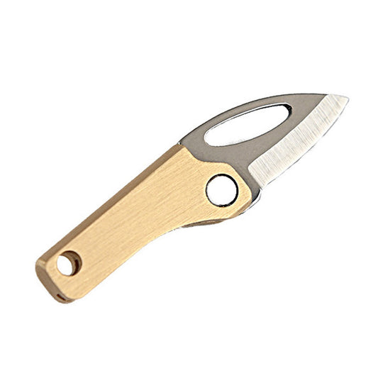 Mini Folding Knife Brass Handle Stainless Steel Blade Mini Magnetic Pocket Knife Outdoor Keychain Pendant Knife