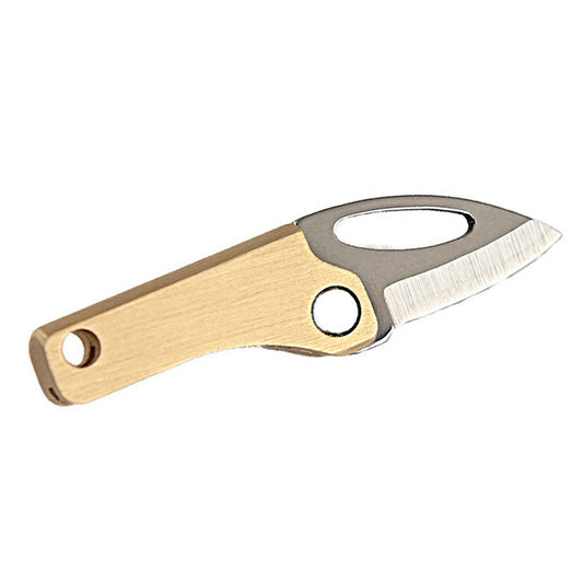 Mini Folding Knife Brass Handle Stainless Steel Blade Mini Magnetic Pocket Knife Outdoor Keychain Pendant Knife
