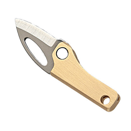 Mini Folding Knife Brass Handle Stainless Steel Blade Mini Magnetic Pocket Knife Outdoor Keychain Pendant Knife