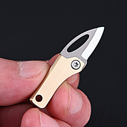 Mini Folding Knife Brass Handle Stainless Steel Blade Mini Magnetic Pocket Knife Outdoor Keychain Pendant Knife