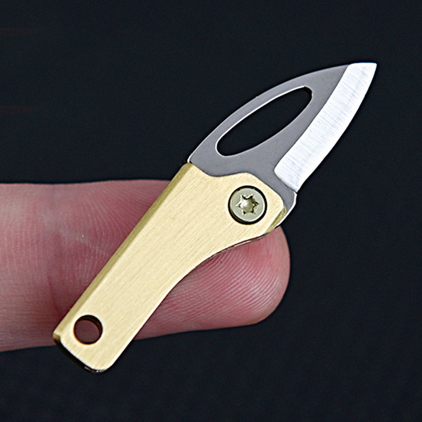 Mini Folding Knife Brass Handle Stainless Steel Blade Mini Magnetic Pocket Knife Outdoor Keychain Pendant Knife