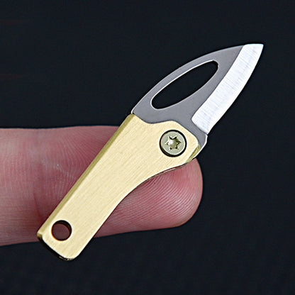 Mini Folding Knife Brass Handle Stainless Steel Blade Mini Magnetic Pocket Knife Outdoor Keychain Pendant Knife
