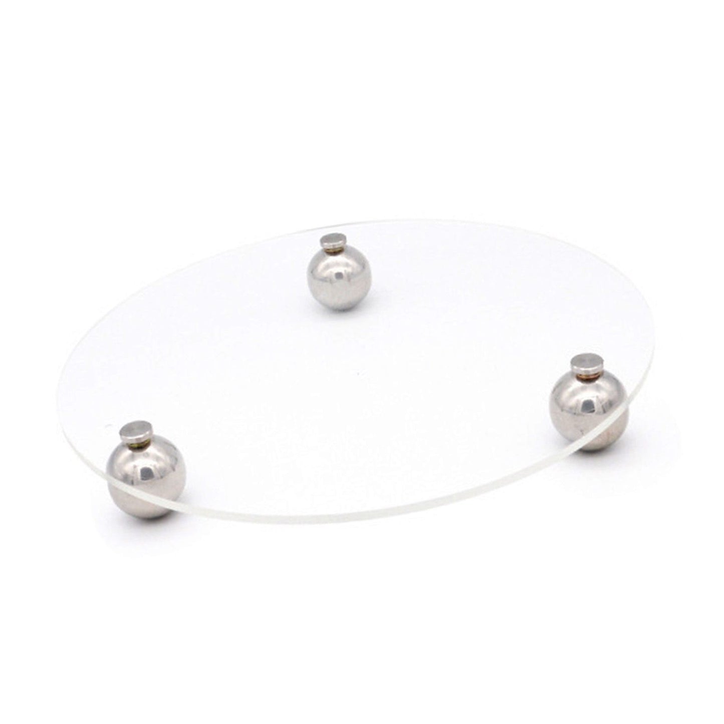Acrylic Storage Tray Clear Transparent Stainless Steel Round Feet Minimalist Style Decorative Practical Desktop Shelf for Cafes Round