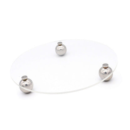 Acrylic Storage Tray Clear Transparent Stainless Steel Round Feet Minimalist Style Decorative Practical Desktop Shelf for Cafes Round