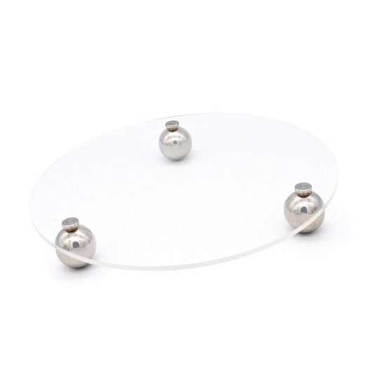 Acrylic Storage Tray Clear Transparent Stainless Steel Round Feet Minimalist Style Decorative Practical Desktop Shelf for Cafes Round