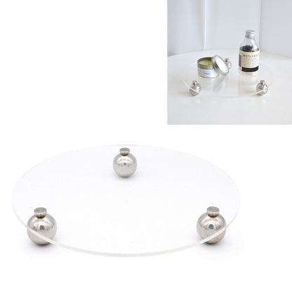 Acrylic Storage Tray Clear Transparent Stainless Steel Round Feet Minimalist Style Decorative Practical Desktop Shelf for Cafes Round