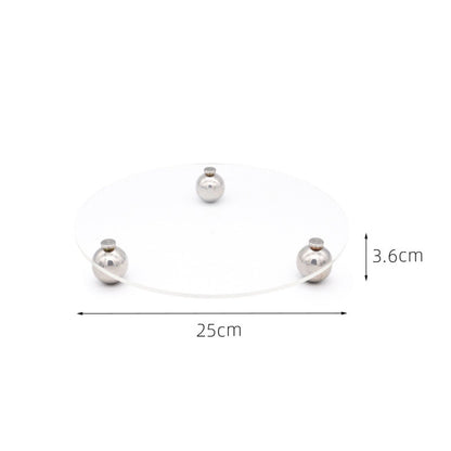 Acrylic Storage Tray Clear Transparent Stainless Steel Round Feet Minimalist Style Decorative Practical Desktop Shelf for Cafes Round