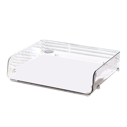 A4 Paper Storage Box Stackable Plastic Large Opening Single Layer Desktop File Organizer for Office Transparent 32.5x25x7.5cm/12.8x9.8x3.0in