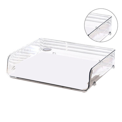 A4 Paper Storage Box Stackable Plastic Large Opening Single Layer Desktop File Organizer for Office Transparent 32.5x25x7.5cm/12.8x9.8x3.0in