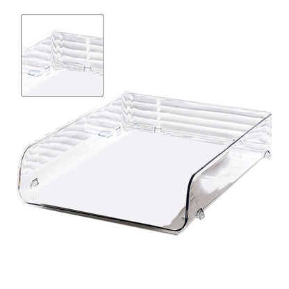A4 Paper Storage Box Stackable Plastic Large Opening Single Layer Desktop File Organizer for Office Transparent 26.5x33x7.5cm/10.4x13.0x3.0in