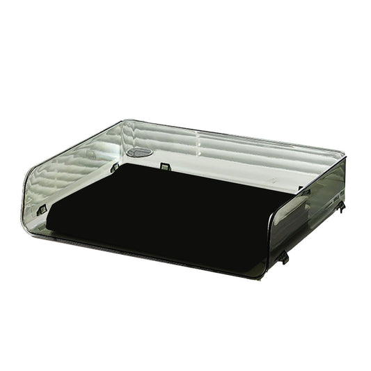 A4 Paper Storage Box Stackable Plastic Large Opening Single Layer Desktop File Organizer for Office Green 32.5x25x7.5cm/12.8x9.8x3.0in