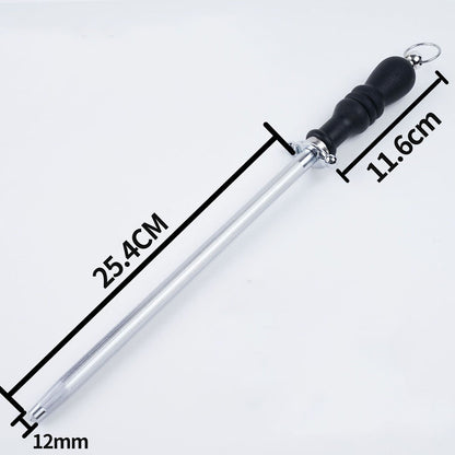 10in Knife Sharpener Stick Professional Honing Blade Sharpening Rod Stick for Home Business Black