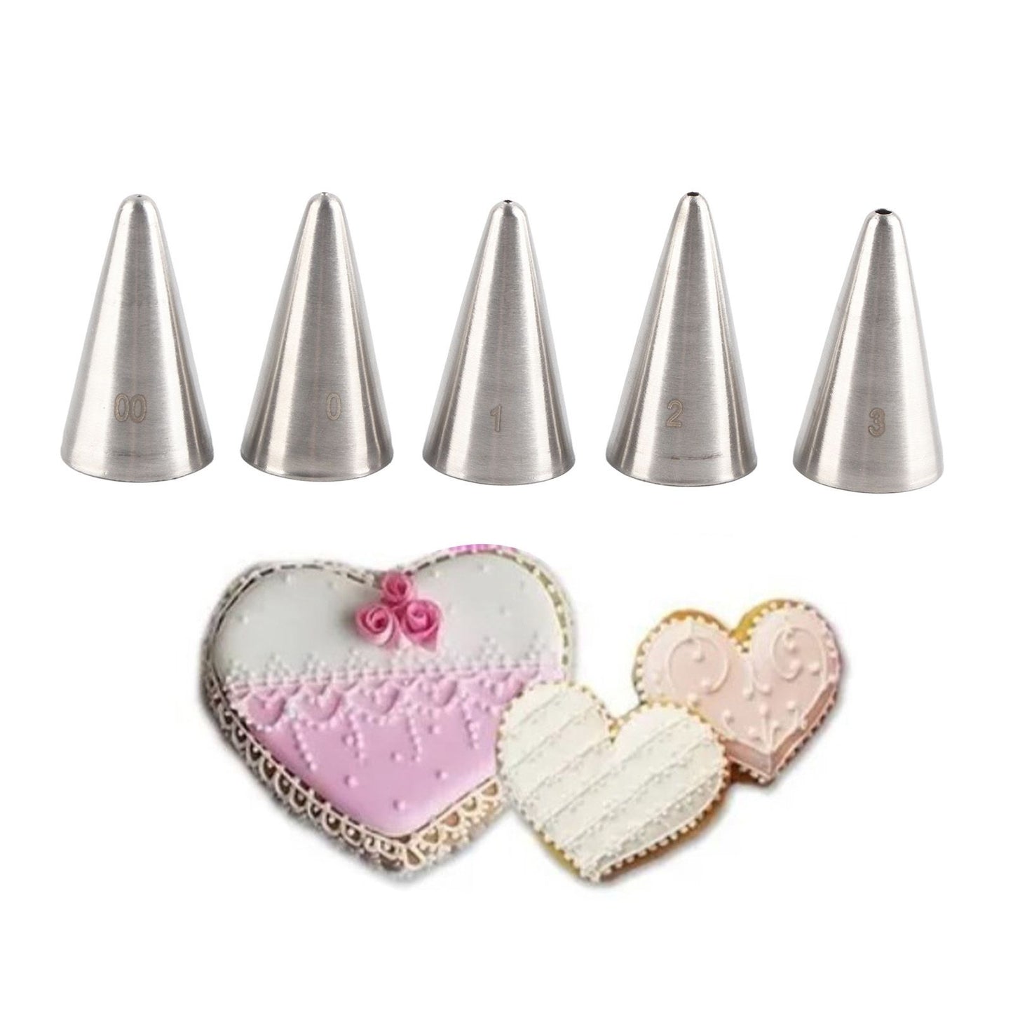 5 Pcs Piping Tips Set Stainless Steel Cake Decorating Supplies for Baking Cupcakes Cookies