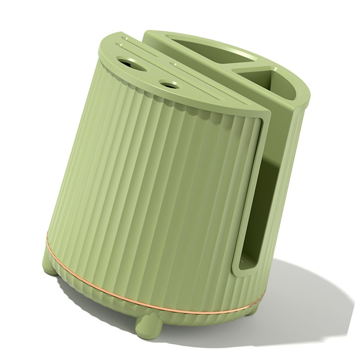 Multifunctional Rotating Knife Holder Kitchen Chopping Board Knife Storage Rack Large Capacity Drain Chopstick Knife Shelf Single Layer Avocado Green
