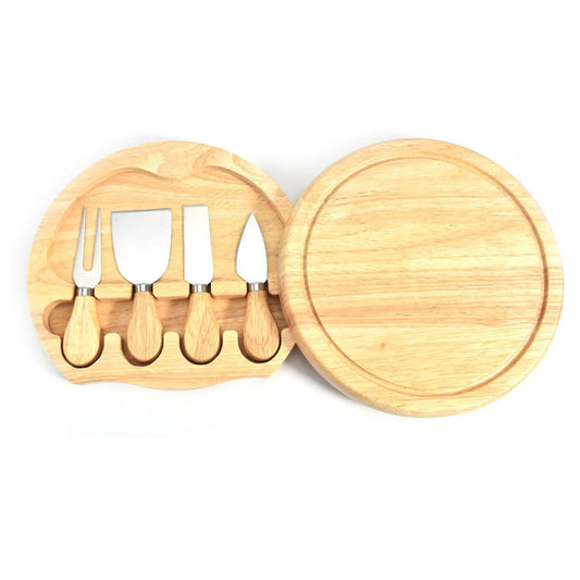 Cheese Knives Set Stainless Steel Blade Ergonomic Handle Cheese Cutter Fork with Wooden Box for Pizza Bread