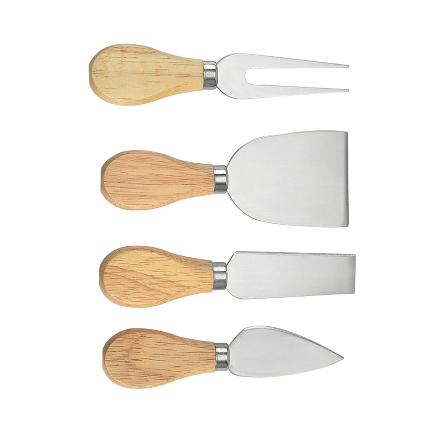Cheese Knives Set Stainless Steel Blade Ergonomic Handle Cheese Cutter Fork with Wooden Box for Pizza Bread