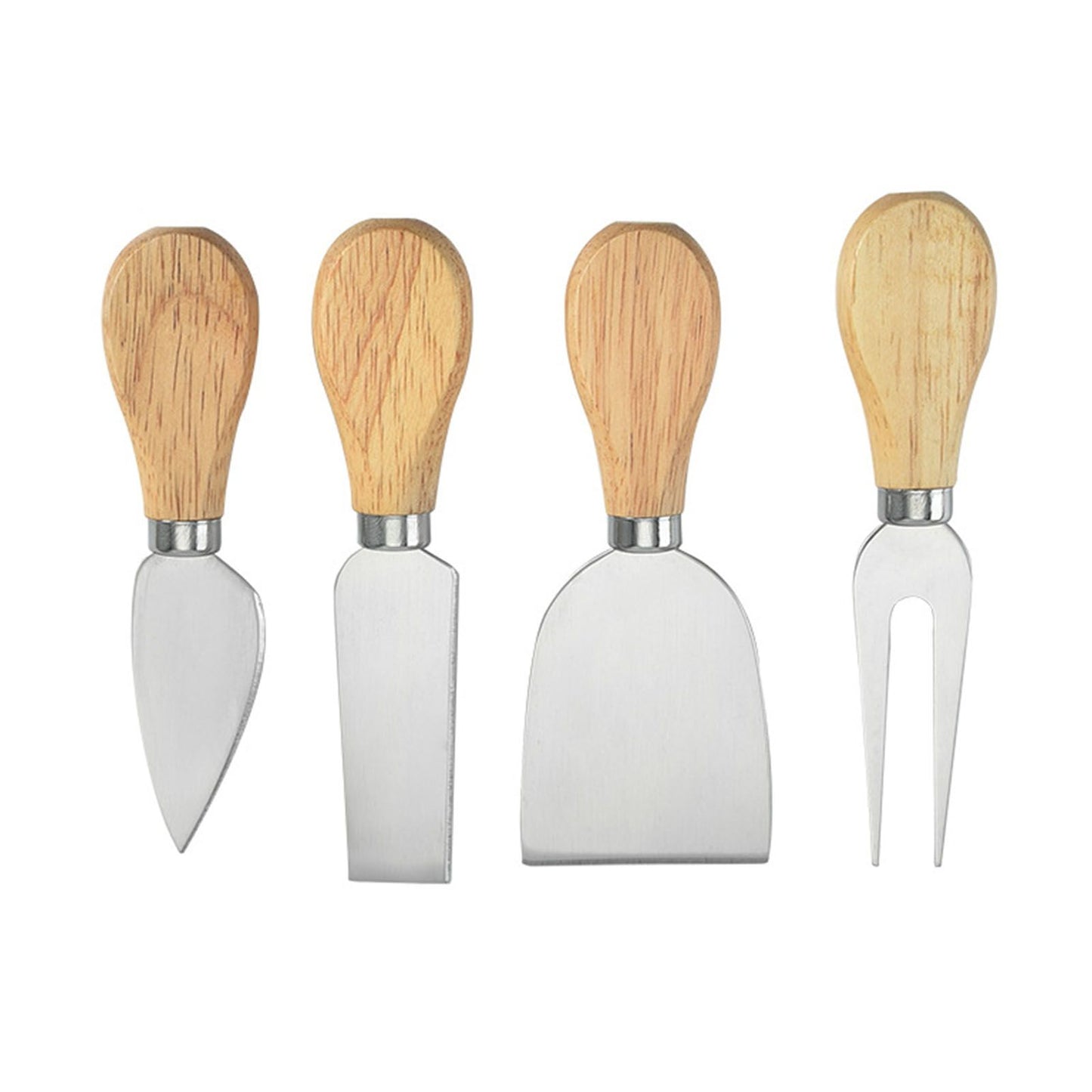 Cheese Knives Set Stainless Steel Blade Ergonomic Handle Cheese Cutter Fork with Wooden Box for Pizza Bread