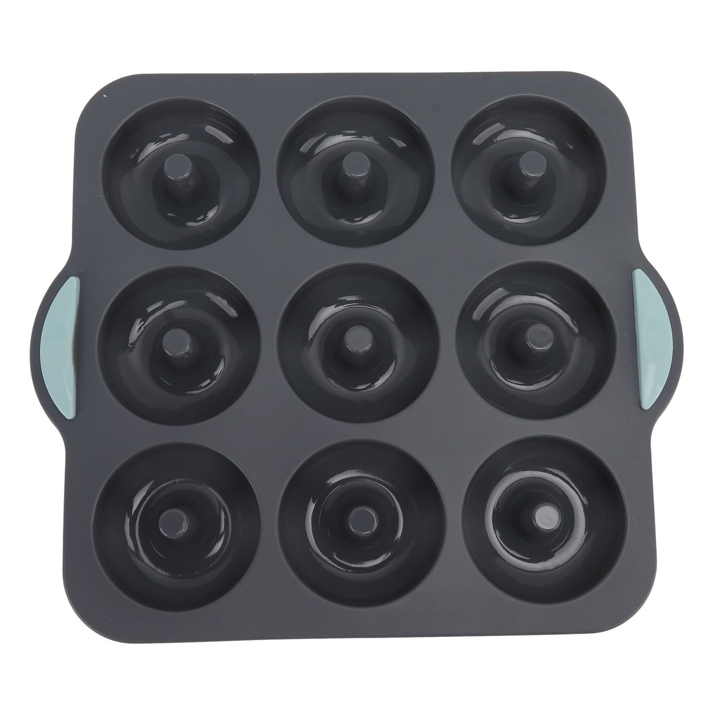 Silicone Donut Mold 9 Cavity Prevents Stick Safe Heat Resistance Doughnut Pan Set for Cake Biscuit Bagels Muffins Dark Gray