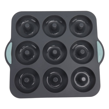 Silicone Donut Mold 9 Cavity Prevents Stick Safe Heat Resistance Doughnut Pan Set for Cake Biscuit Bagels Muffins Dark Gray