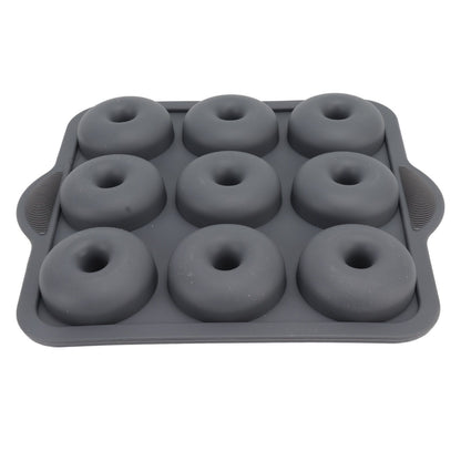 Silicone Donut Mold 9 Cavity Prevents Stick Safe Heat Resistance Doughnut Pan Set for Cake Biscuit Bagels Muffins Dark Gray