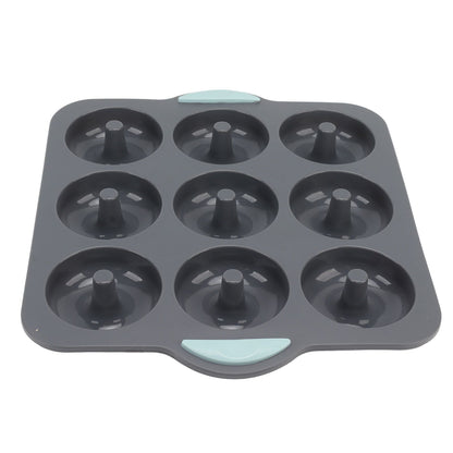 Silicone Donut Mold 9 Cavity Prevents Stick Safe Heat Resistance Doughnut Pan Set for Cake Biscuit Bagels Muffins Dark Gray