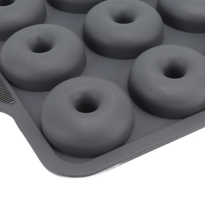 Silicone Donut Mold 9 Cavity Prevents Stick Safe Heat Resistance Doughnut Pan Set for Cake Biscuit Bagels Muffins Dark Gray