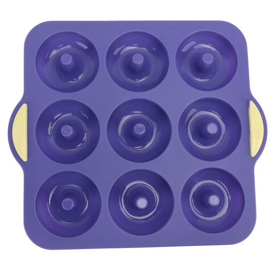 Silicone Donut Mold 9 Cavity Prevents Stick Safe Heat Resistance Doughnut Pan Set for Cake Biscuit Bagels Muffins Royalblue