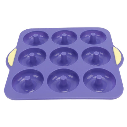 Silicone Donut Mold 9 Cavity Prevents Stick Safe Heat Resistance Doughnut Pan Set for Cake Biscuit Bagels Muffins Royalblue