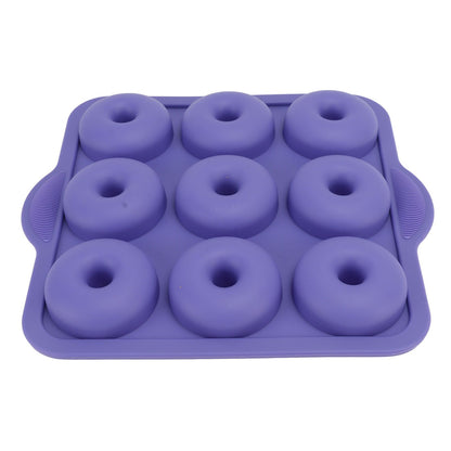 Silicone Donut Mold 9 Cavity Prevents Stick Safe Heat Resistance Doughnut Pan Set for Cake Biscuit Bagels Muffins Royalblue