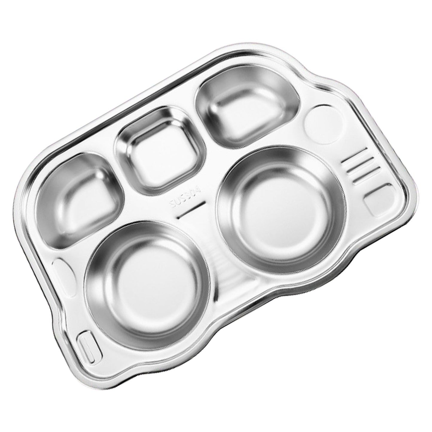 Stainless Steel Divided Platter Food Grade Cartoon Drop Proof Fun Shape Divided Dinner Tray for Kindergarten Pickup Truck