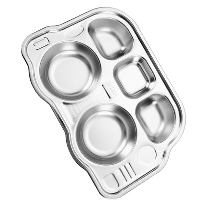 Stainless Steel Divided Platter Food Grade Cartoon Drop Proof Fun Shape Divided Dinner Tray for Kindergarten Pickup Truck
